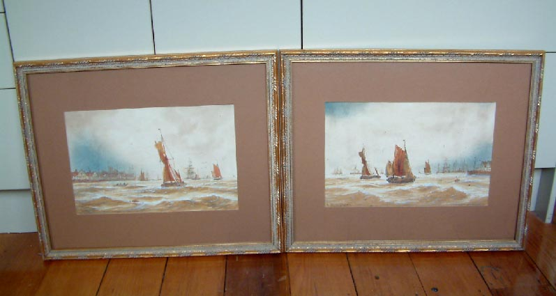 Pair boating shipping related watercolour painting's by British artist Thomas Mortimer 1880-1920